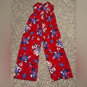 Bog collective WOMENS size medium romper Floral Red Wide-Leg summer one piece